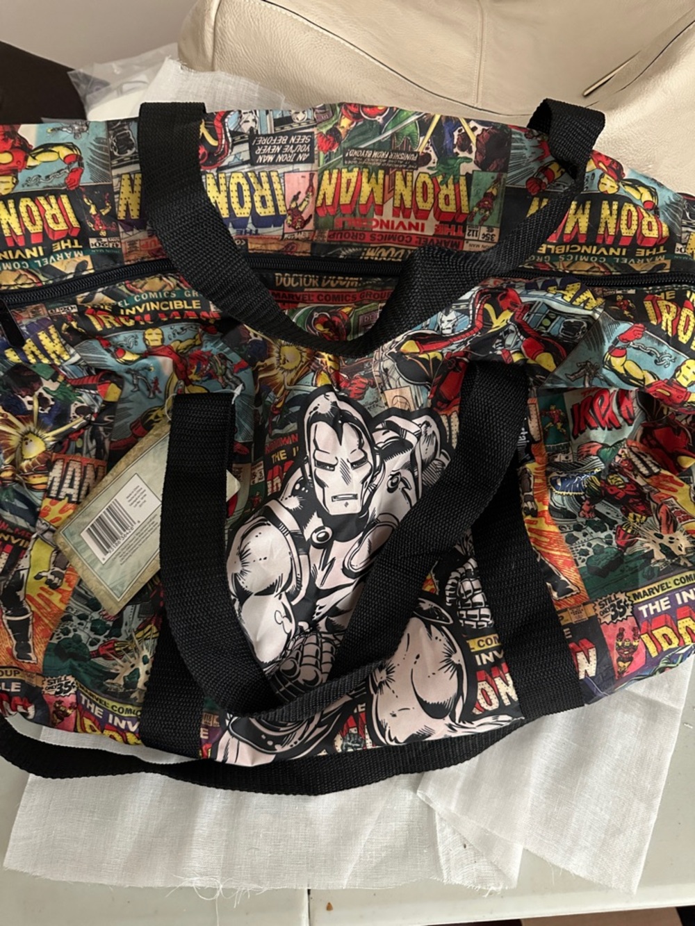 Marvel Iron Man Comic Print Duffel Bag - Red, Yellow, Blue, Black NWT - Picture 14 of 16